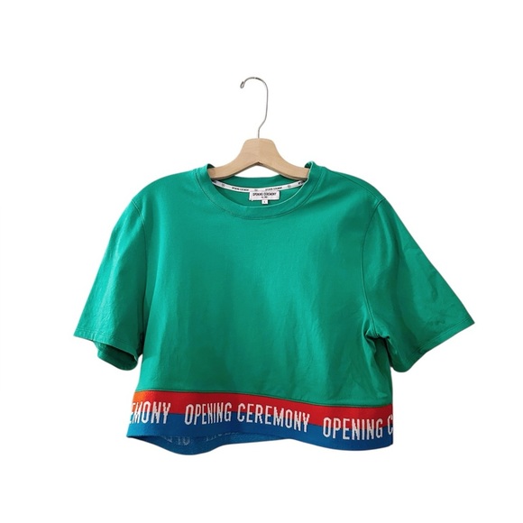 Opening Ceremony Tops - Opening Ceremony Cropped Banded Tshirt Top Kelly Green